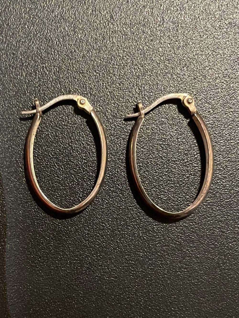 Silver oval hoop earrings